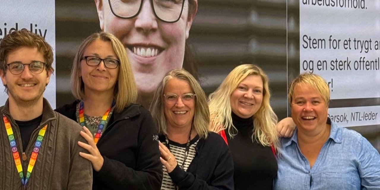 Glade medlemmer hos NTL Digdir, med forbundssekretær Marit Johanne Bjerke (lengst til høyre) på besøk.