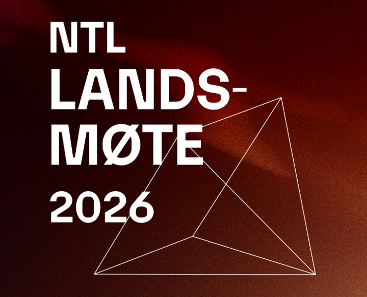 Reklameplakat med teksten "NTL landsmøte 2026" og en prisme.